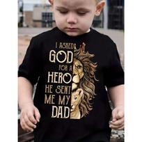 Vibrant Lion & Letter Print Boys Summer T-Shirt - Crew Neck, Short Sleeve, Slight Stretch Polyester Casual Summer Days 110