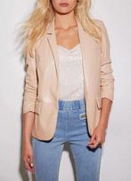 AL KHALID Button Party Beige Stylish Women Classic Blazer Real Lambskin Leather Genuine XS smėlis