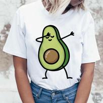 Avocado Kawaii Harajuku T -Shirt Women Ullzang Vagan T -Shirt Funny Cartoon 90s Korean Style Tshirt M balta