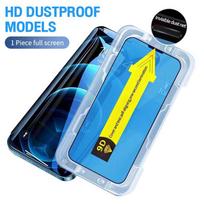 Grūdinto stiklo dangtelis skirtas iPhone 11 13 15 16 dėklas, skirtas iPhone 12 13 14 15 16 Pro Max XR 7 8 Plus XS Max SE ekrano apsauga Vienu spustelėjimu Įdiekite plėveles iPhone 11 Pro Max juoda
