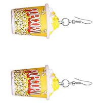 Creative Simulation Popcorn Bucket Pendant Women'S Earrings 3D Resin Accessories Handmade Hook Eardrop Cinema Jewelry Cute Gift yellow