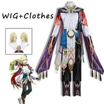 Kaveh Cosplay  Costume Battle Uniform Men Wig Halloween Party Sumeru Anemo Comic Con Anime Game XXXL-(Costume+Wig) gray