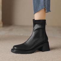 Krazing Pot Microfiber Autumn Winter Shoes Chunky Heels Size 43 Chelsea Boots Platform Round Toe Keep Warm Ankle Boots 34 juoda