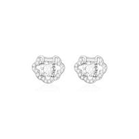 Ping An Lock Earrings Women's Light Luxury Retro Flash Diamond Zircon Ruyi Long Life Lock Earrings