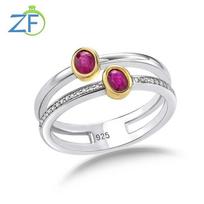 GZ ZONGFA Original 925 Sterling Silve Rings for Women Natural Ruby Diamond 0.5Carats Gems 10K Gold Luxury Wedding Fine Jewelry 8 white