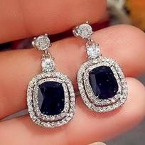 Delicate Luxury Female Wedding Party Earrings Brilliant Bule Zirconia Jewelry for Women Temperament Lady Exquisite Gift