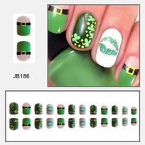 24pcs Press On Nails Cross-border Wearable Nails St. Patrick's Manicure Lip Print Clover Nail Stickers Removable Nail Stickers black