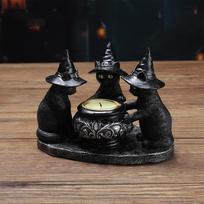 Black Cat Tealight žvakių laikiklis Votive Stand Resin Ornament Hotel Candlelight Halloween black