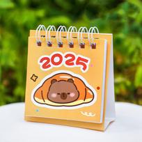 Kawaii mini mažas stalinis kalendorius 2024 m. liepos mėn. iki 2025 m. gruodžio mėn. Kišeninis nešiojamasis kartoninis kalendorius Punch Plan Office Desktop Dekoracija