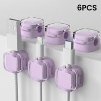 Magnetiniai kabelių spaustukai 6 dalių įkrovimo kabelis Magnetinio kabelio laikiklis laikiklis Laido laikiklis Lipnus kabelių laikiklis, skirtas stalui prie naktinio stalelio One Size violetinė