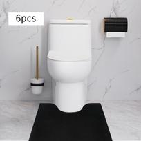 6 Pieces Bath Rugs Bathroom Urinal Floor Anti Slip Toilet Commode Mats Potty 24 inx25.6 in black
