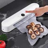 Maisto vakuuminis sandarinimo aparatas Galingas 60 kpa išplėstos sandarinimo juostos Plug-Play, sauso šlapio naudojimo automatinis maisto vakuuminis sandariklis EU Plug balta