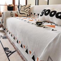 Bohemia Colourful Printed Sofa Cover Four Seasons Pet Friendly, Dustproof Sofa Protective Cover Living Room 3 People Sofa Cover 180x130cm white