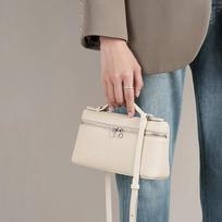Women fashion Lychee Pattern Lunch Box with Handbag Simple Messenger Bag gray