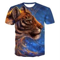 3D Print T Shirt Wolf Tees O Neck Short Sleeve Top Summer Plus Size Loose Men Clothing Cartoon Soft Breathable Women Man TShirts S black