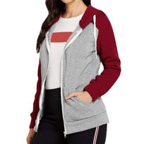 Women Zip Long Sleeve Sport Casual Slim Basic Zip Up Hooded Pocket Jacket Coat S raudona