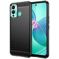 Anglies pluošto dėklas Infinix Hot 12 Play telefonui, smūgiams atsparus matinis telefono dėklas Infinix hot 12 play NFC, silikoninis dėklas su buferiu Infinix Hot 12 Play juoda