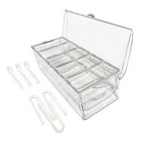 Durable Compartment Design Classify Storing Easy To Clean 5 Grids Seasoning Container with 3 Spoons Daily Use Serving Container B white