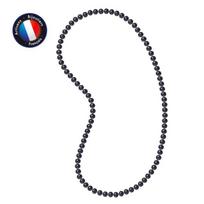 Sautoir - PERLINEA - Gėlavandeniai AAA+ kultivuoti perlai - Pusiau apvalūs 9-10 mm - Juodi - 80 cm juoda