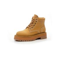 Luxury Cowhide Platform Increased Western Cowboy Boots Shoes for Women Designer Casual Wear-resistant Women's Ankle Boots 35 brown