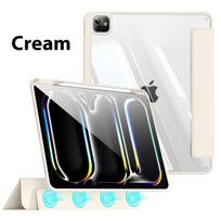 For iPad Magnetic Case Pro 11 12.9 13 M2 M4 2024 10th 10.9 Generation Funda For iPad Air 6 5 4 7th 8th 9th 10.2 Protective Cover Pro 12.9 2018-2022 kreminė