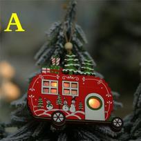 LED šviesa Kalėdų eglutė Žvaigždė Automobilis Mediniai pakabukai Papuošalai Kalėdų DIY Mediniai amatai Vaikams Dovana namams Kalėdų vakarėlio dekoracijos B black