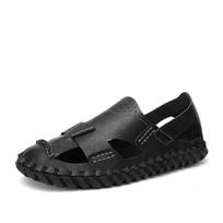 Mada 2024 Naujos vyriškos basutės Vasarinės Rankų darbo Uždengtu priekiu Patogios Tinklelio Lauko Basutės Zapatos Para Hombre Odinės Basutės Vyrams 45 pilka spalva