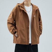 Yacang Charge Jacket Men'S Season Loose Windbreaker Hooded Cotton Jacket Men'S Clothes Casual Jacket Men'S 4XL juoda