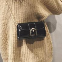 Fashion Popular Patent Leather Crossbody Bags Women Korean New Versatile Chains Mini Day Clutches Wine Red Casual Shoulder Bags black