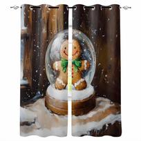 Christmas Crystal Ball Blackout Curtains For Living Room Bedroom Window Treatment Blinds Drapes Kitchen Curtains W135 x H60cm gray