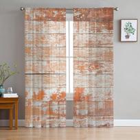 Wood Plank Texture Modern Curtains For Living Room Transparent Tulle Curtains Window Sheer For The Bedroom Accessories Decor W135 x H114cm