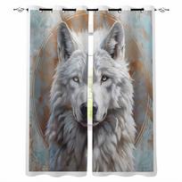Animal Wolf Ear Glasses Circle Blackout Curtains For Living Room Bedroom Window Treatment Blinds Drapes W135 x H60cm gray