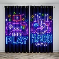 Game Controller Gamepad Switch Handle Window Curtains Blinds For Living Room Kids Bedroom Bathroom Kicthen Door Home Decor2Pcs W65X60H(cm)X2Pcs&Hook