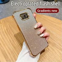 For Xiaomi Mi Poco X3 Nfc X5 X6 Pro 5G F6 F5pro F4 F3 M6pro 4G Glitter Plating Silicone Soft Case Four Corner Anti-shock Cover For Poco X3 gray