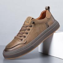 Fashion Men's dermis Casual Leather Shoes Non-Slip Wear-Resistant Sports Shoes Fashion high-quality Comfortable Flat Slip-On Casual 38 ruda
