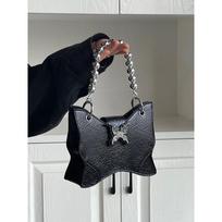 Genuine Leather Cool Hot Girl Butterfly Crossbody Bag Light Luxury Hasp Design Small Phone Bag Purse Fashion Party Satchels black
