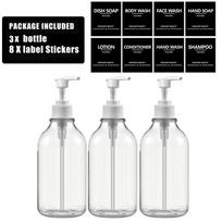 500ml Skaidrus Šampūno Kondicionieriaus Kūno Prausimosi Dozatorius Buteliukas Sieninis Vonios Kambario Dekoras Muilo Buteliukas su Lipduku Type 2 white