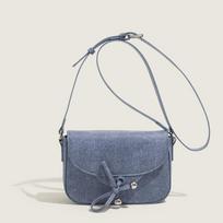 Women Bow Tie Flap Crossbody Bags Female High Quality All-match Small Square Handbags Fashion Blue Denim Shoulder Bags gray