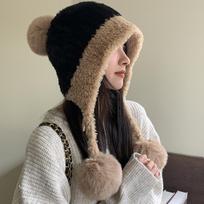 Knit Winter Beanie with Ear Flaps and Pom-Pom - Soft, Warm, Hand-Washable for Women kava