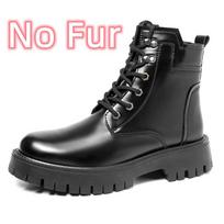 Fashion Male Comfortable Motocross Boots  Thick Bottom Men's Outdoor High Top Shoes 2024 Genuine Leather All-match Men Warm Winter Boots 38 black