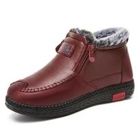 Fashion Women's Cotton Boots Winter Waterproof Rabbit Fur Warm Cloth Plus Velvet Padded Mother's Non-slip Snow Platform Zapatos De Mujer 36 raudona