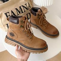 Fashion Genuine Leather Mens Winter Ankle Military Treking Snow Brown/Grey Designer Tactical Boots Outdoor for Men Work Shoes Sneakers 38 ruda