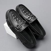 Fashionable Classic Brand Leather Crocodile Pattern Octopus Lefu Shoes Fashion Iron Button Bean Shoes Comfortable Driving Shoes 38 juoda