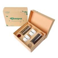Chaayos Premium| Contains 2 Mugs with Turmeric Cardamom Green tea + Black tea + Kesar +Cardamom powder | Gift Hamper beige