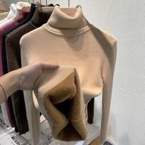 Įvairiaspalvis rudens ir žiemos megztinis su vėžliu moterims Elegantiškas pastorintas šiltas megztinis Basic megztinis megztinis One Size chaki