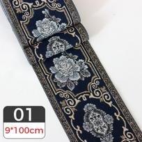 3 metrai vintažinio gėlėto siuvinėto žakardo juostelės pynutės apvado austas kraštas DIY drabužių siuvimui, apmušalams, sofai, užuolaidoms, rankdarbiams 3 Meter