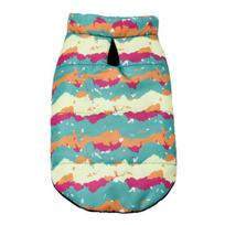 Pet Vest Stand Collar Sleeveless Dog Jacket Thickened Leaf Print Pet Dog Winter Coat mėlyna