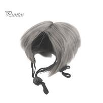 Naminių gyvūnų perukas Katėms Šunims Perukas Cosplay Kostiumas Reguliuojamas Elastingas Juostelės Dizainas Juokingas Galvos Apdangalas PASIDARYK pats Naminiam Gyvūnui pilka