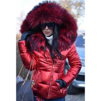 Parka Moteriški Didelio dydžio Paltai Žieminiai pūkiniai rūbai Dirbtinio kailio gobtuvas Užtrauktuku Kišenė Šilta Parkas Striukės Moteriški lauko viršutiniai drabužiai S raudona