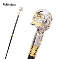 Golden White Skull Head Big Tooth Steampunk Walking Cane Fashion Walking Stick Gentleman Luxury Crosier Knob Walking Stick 91cm white